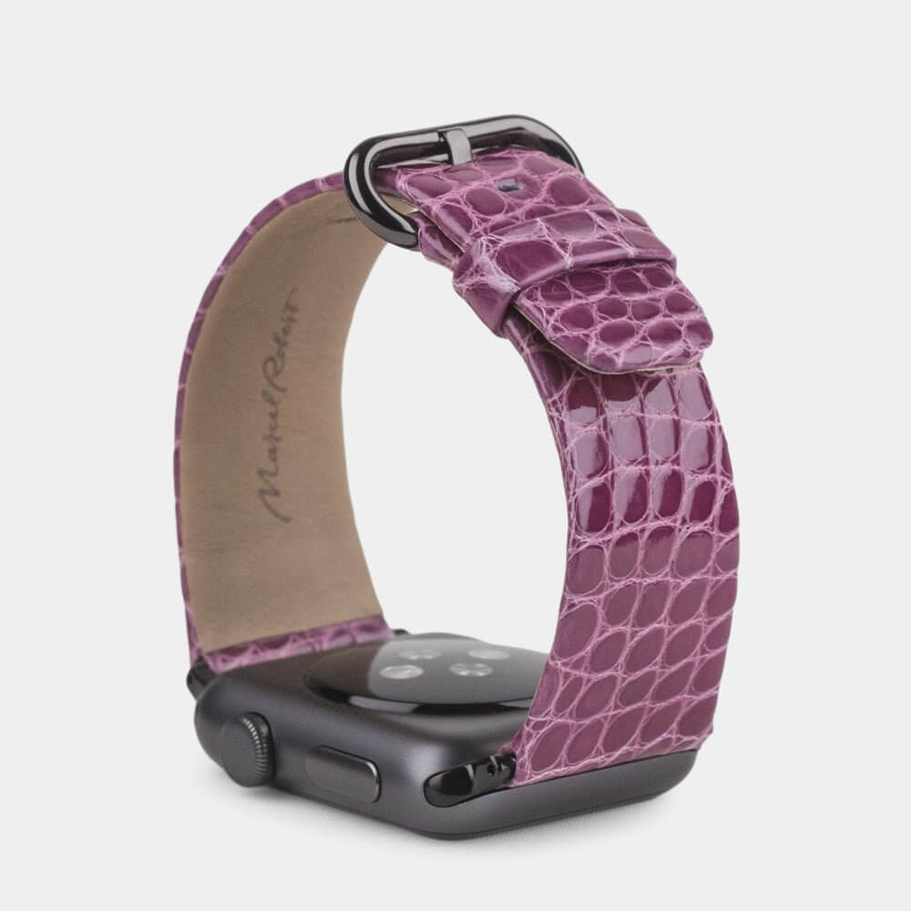 Alligator Shiny Strap Apple Watch 45/46mm Purple | Marcel Robert - 1
