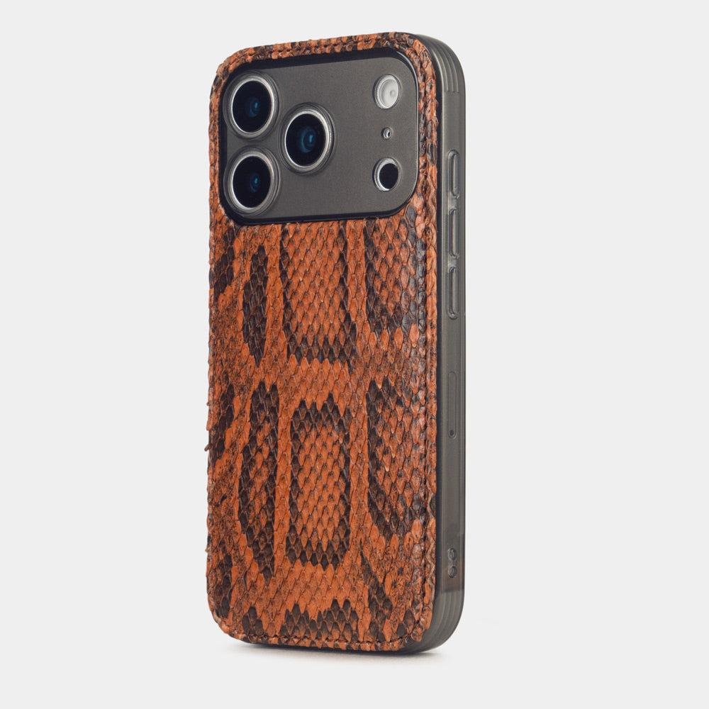 Gold Python Cover Case iPhone 17 Pro Max white– luxury handmade phone case in genuine python leather