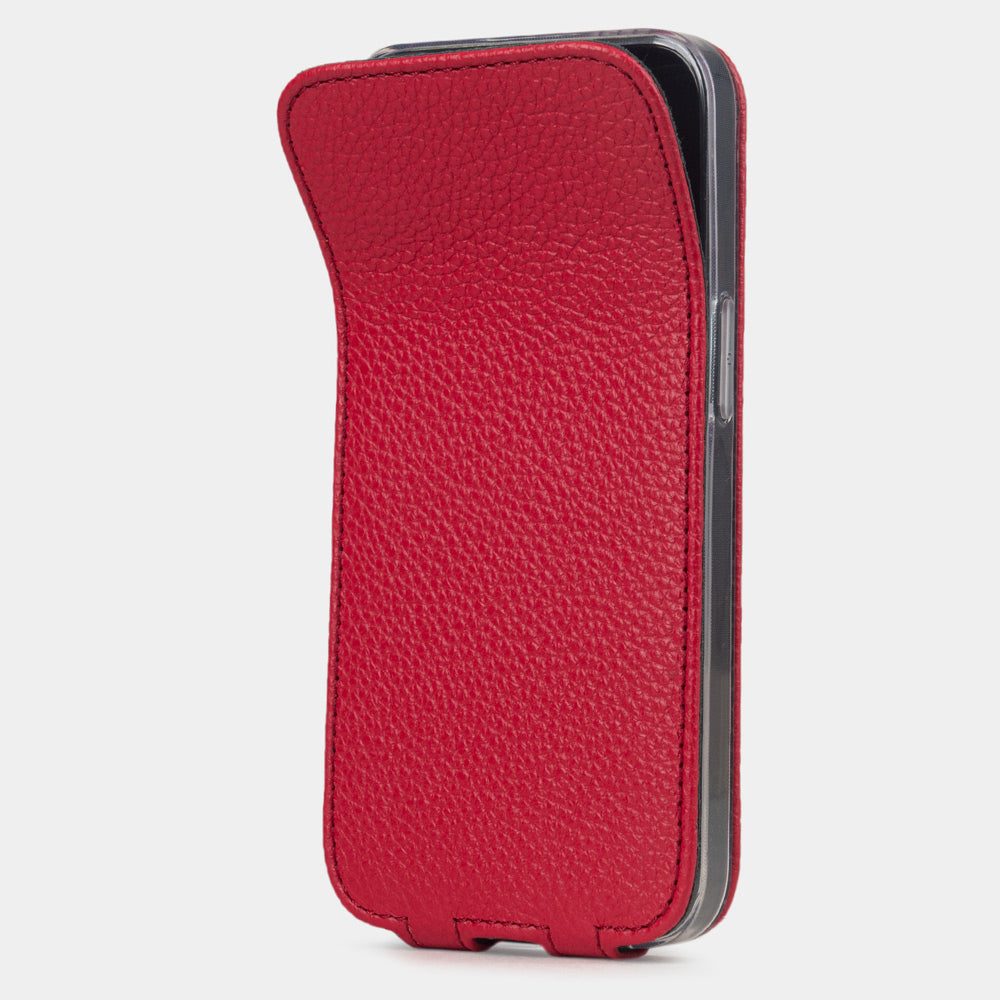 iPhone 16e Red Calfskin Leather Case – MagSafe Flip