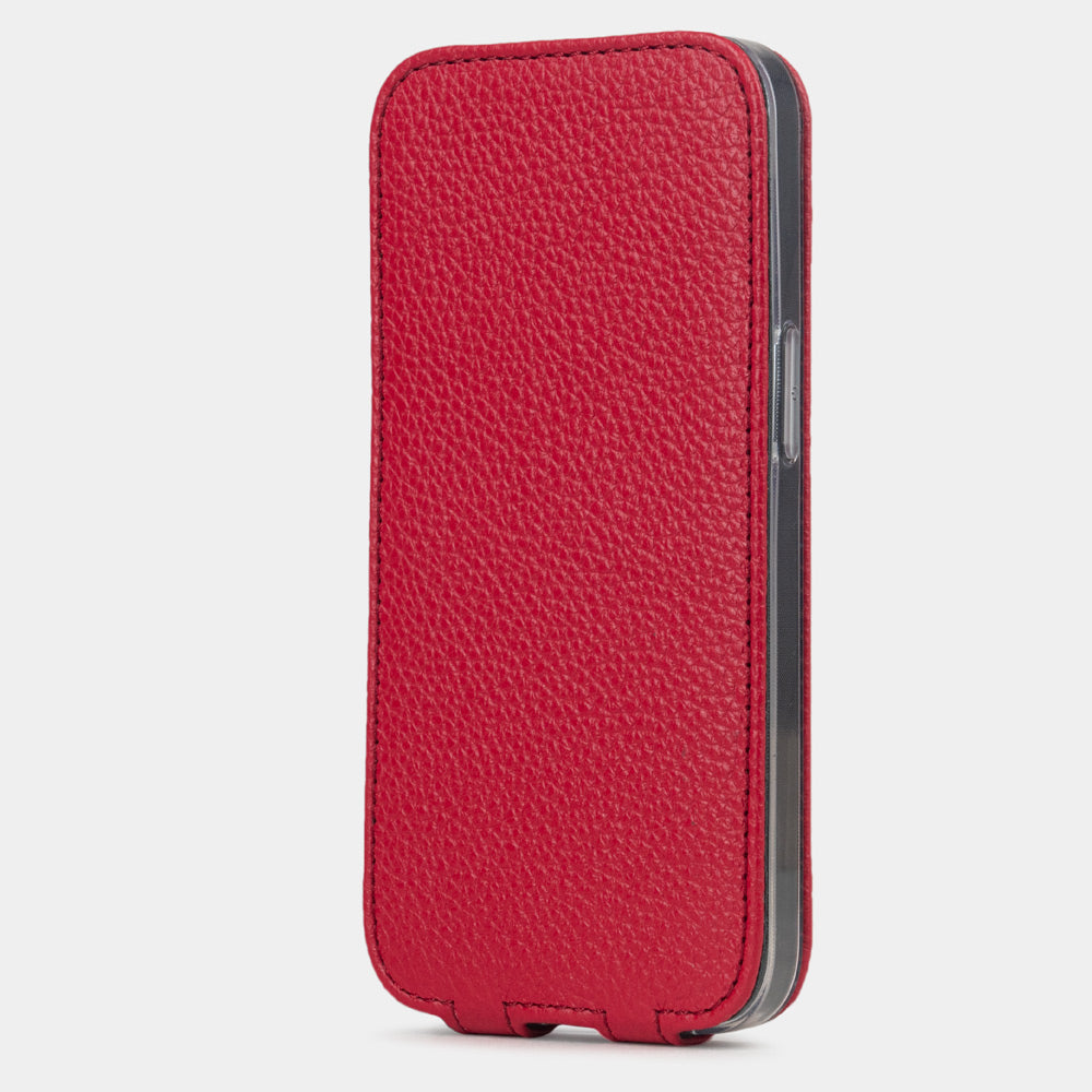 iPhone 16e Red Calfskin Leather Case – MagSafe Flip