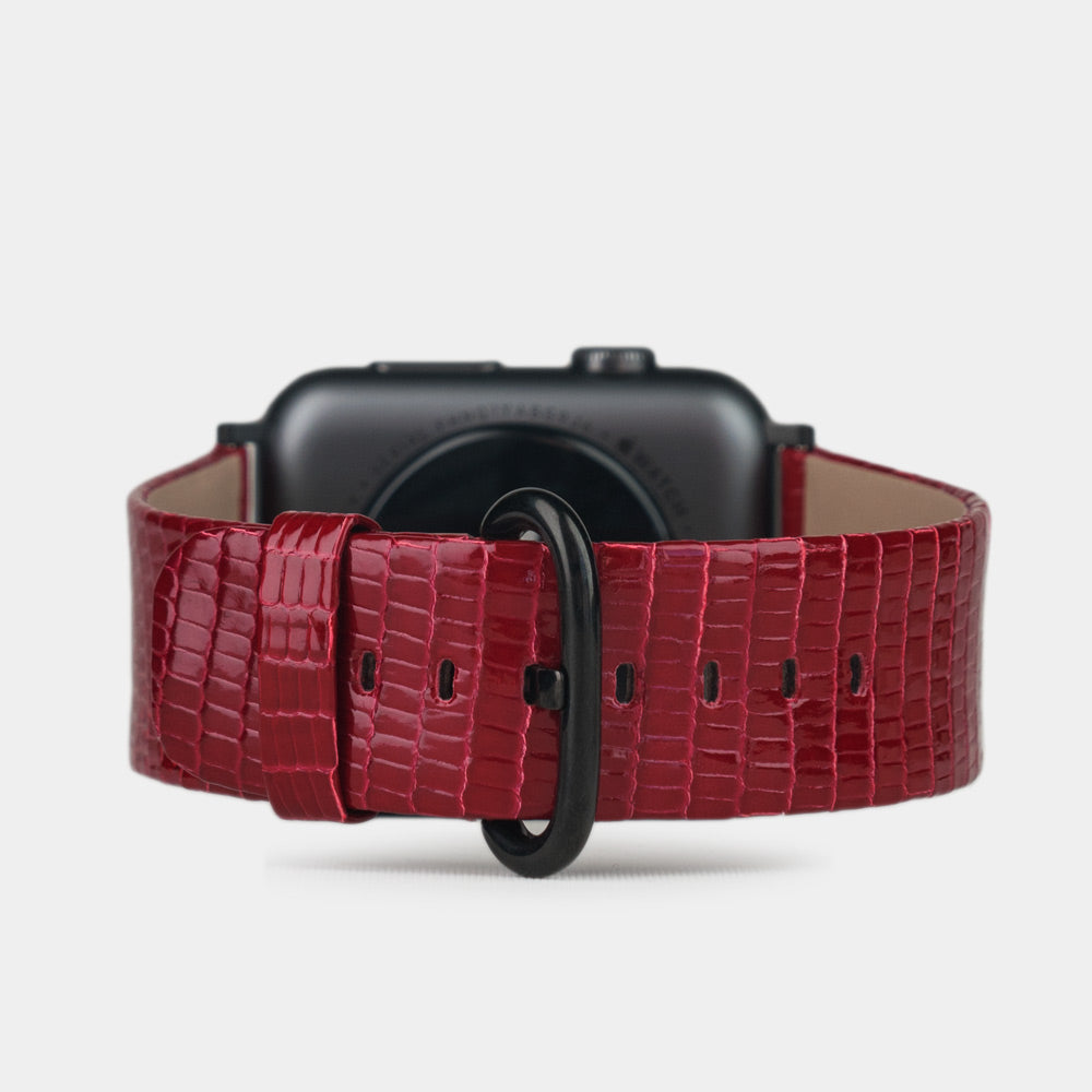 red lizard Strap Apple Watch black adapters and buckle main view
