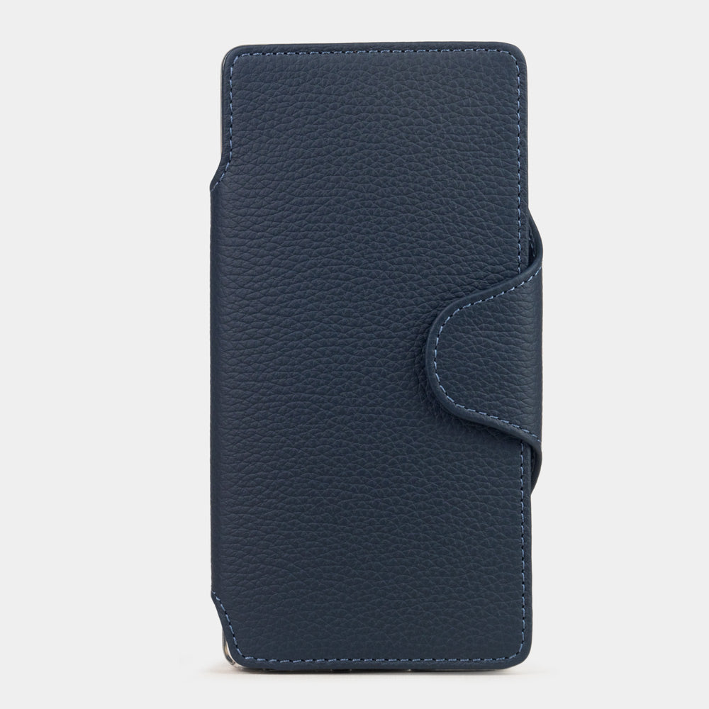blue leather Samsung S26 Ultra wallet case with card holder and magnetic flap – main view