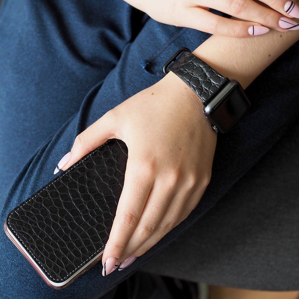 strap apple watch 45 / 46mm alligator black | Marcel Robert