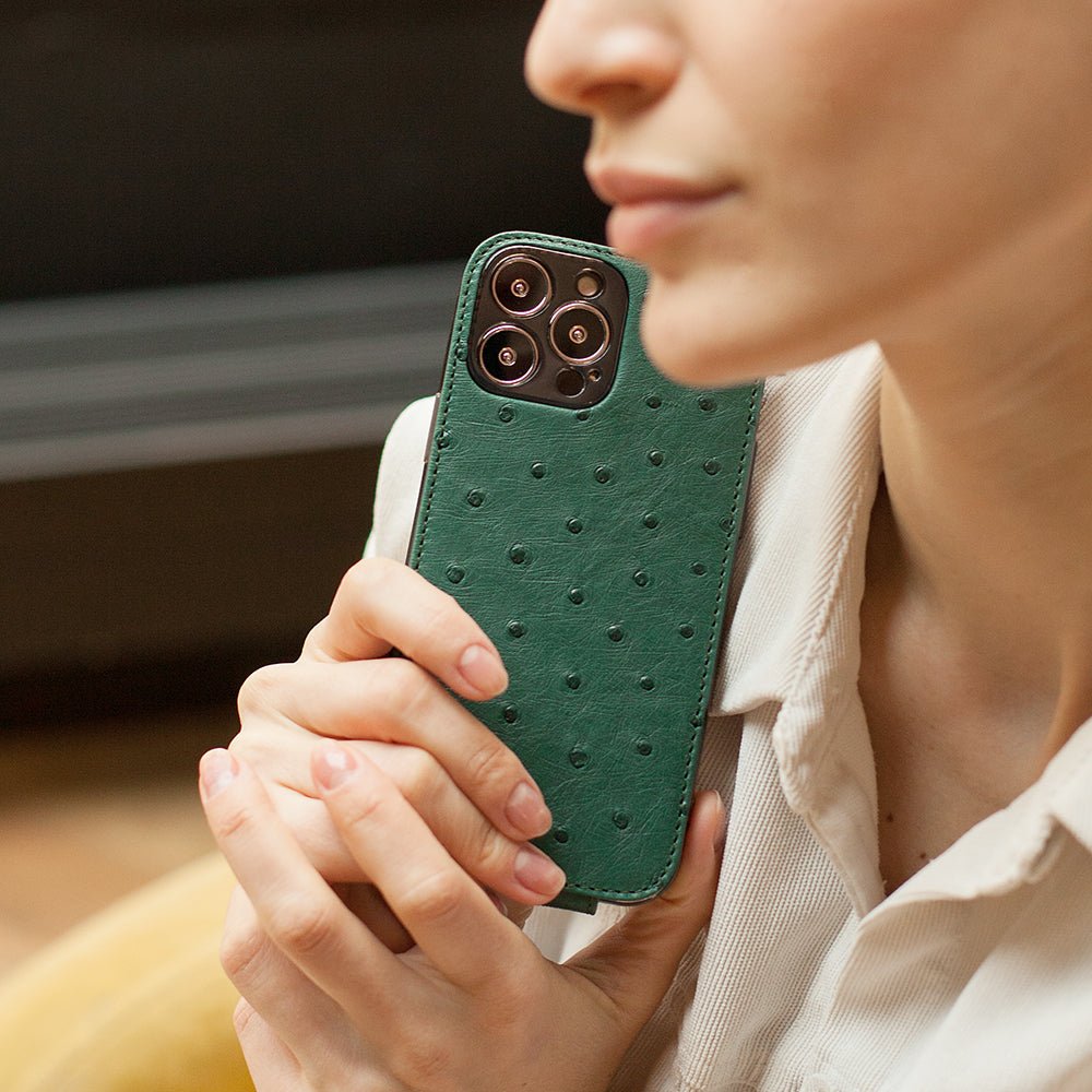Premium Ostrich Case iPhone 13 mini Green | Marcel Robert - 3
