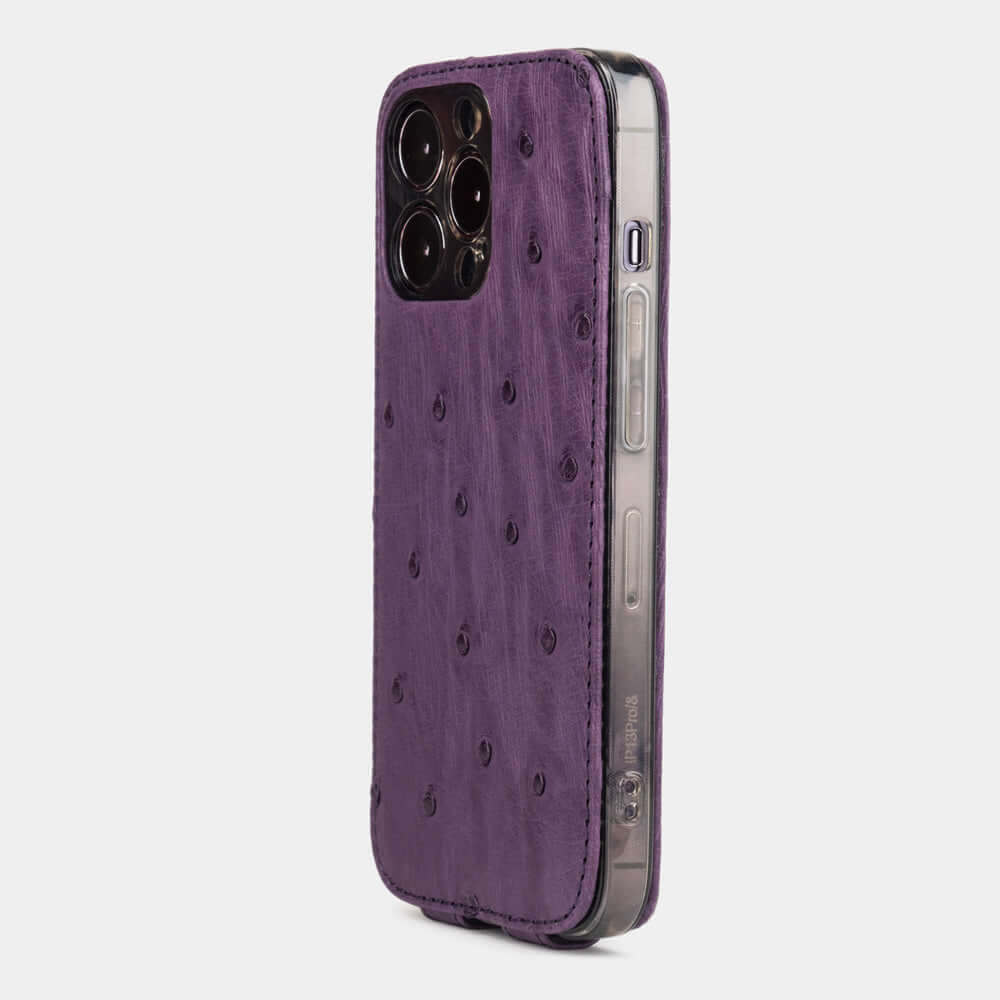 Purple Ostrich Leather Case iPhone 14 Pro Max | Marcel Robert - 1