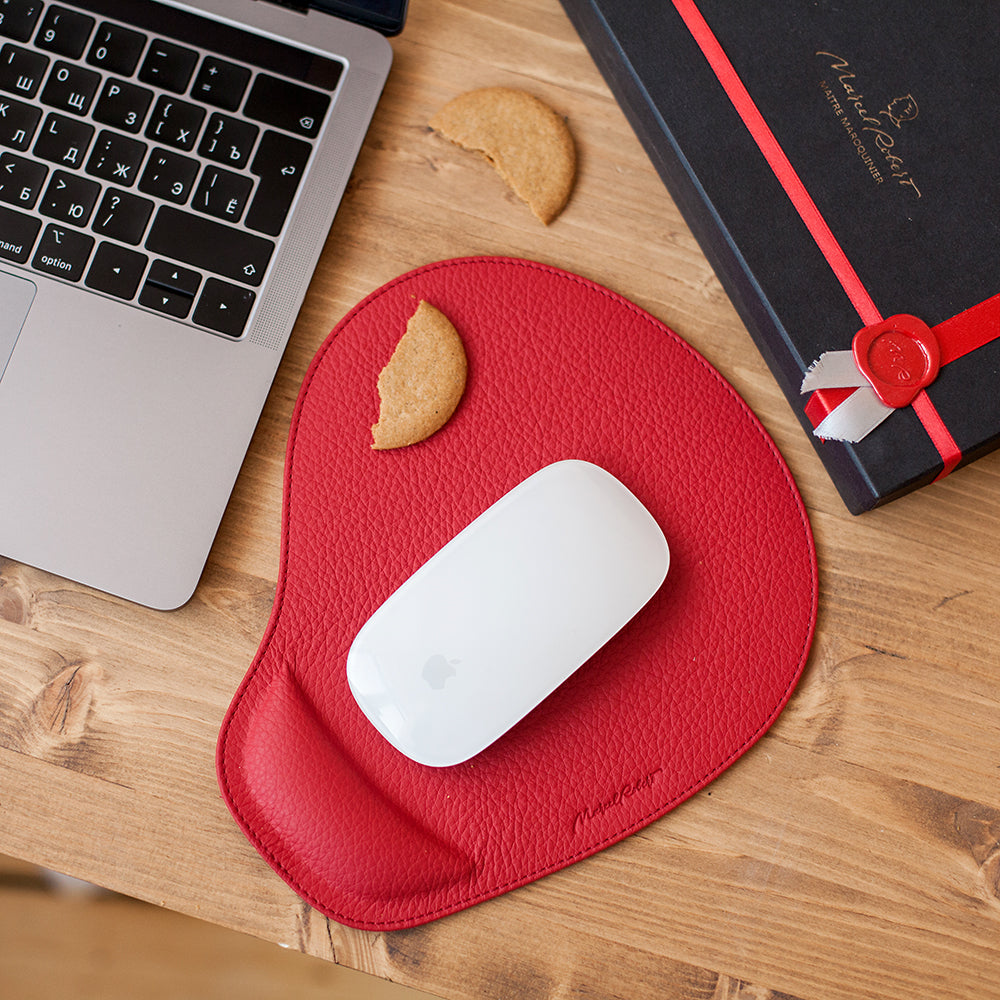 leather mouse pad red