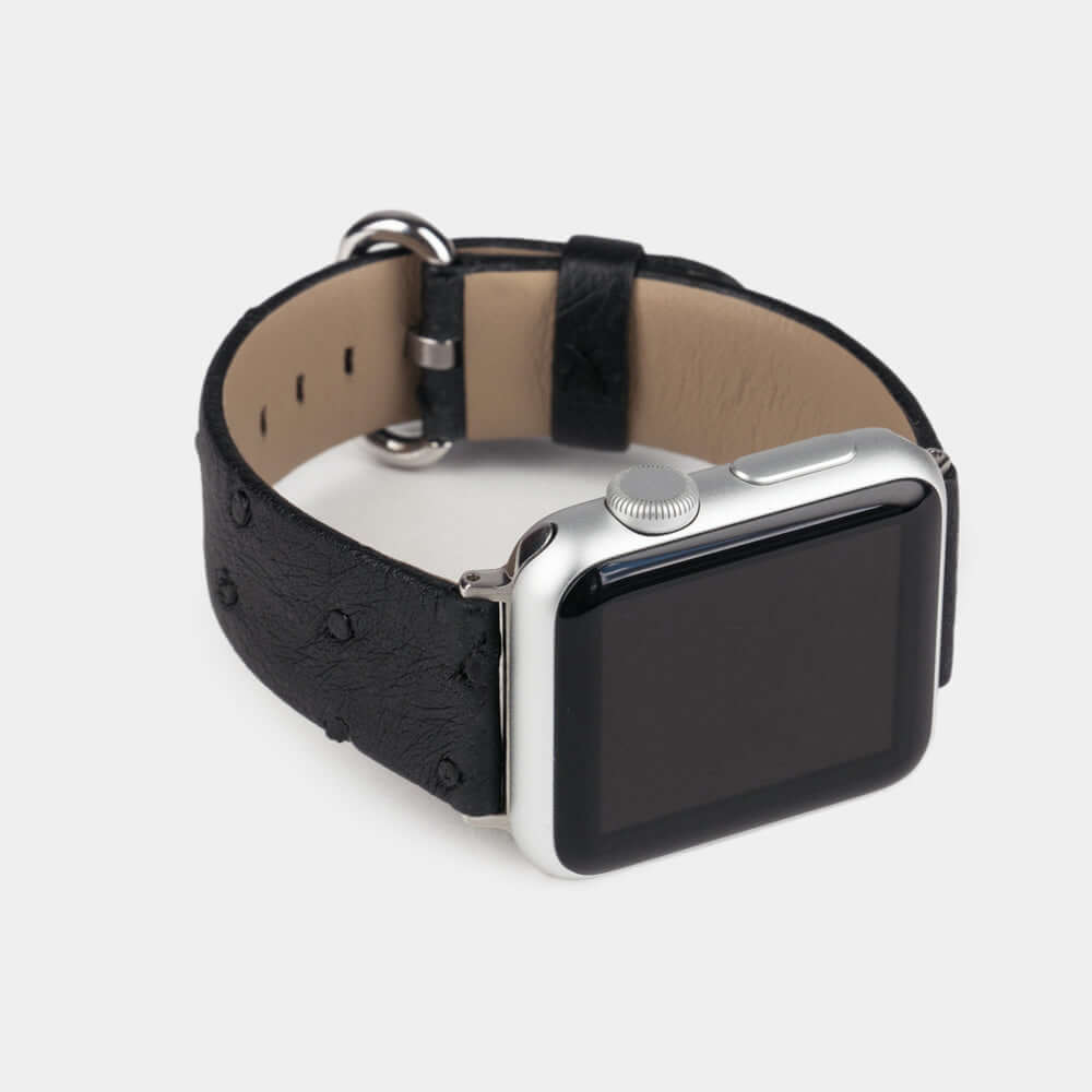 Ostrich Leather Strap Apple Watch 45/46mm Black | Marcel Robert - 4