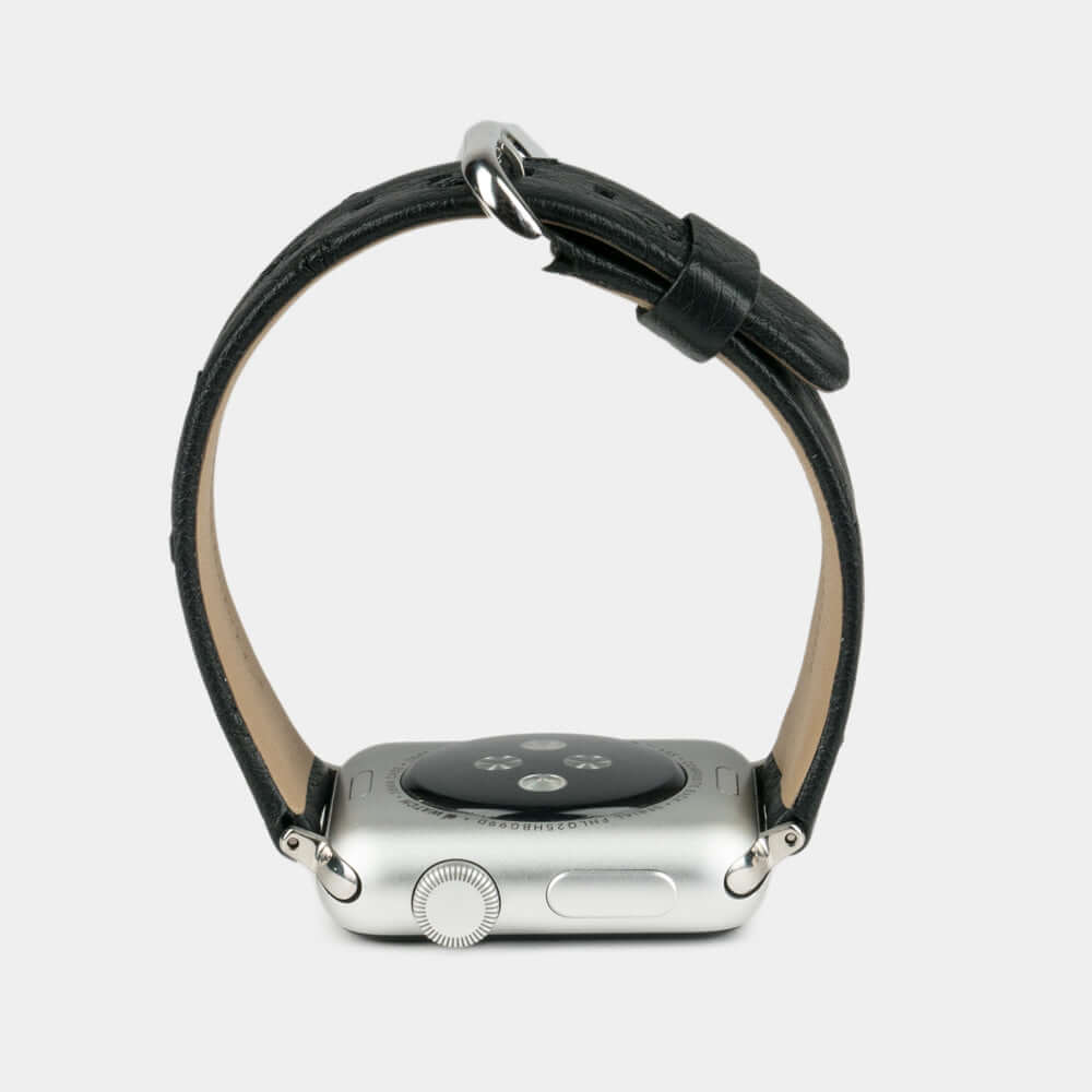 Ostrich Leather Strap Apple Watch 45/46mm Black | Marcel Robert - 3