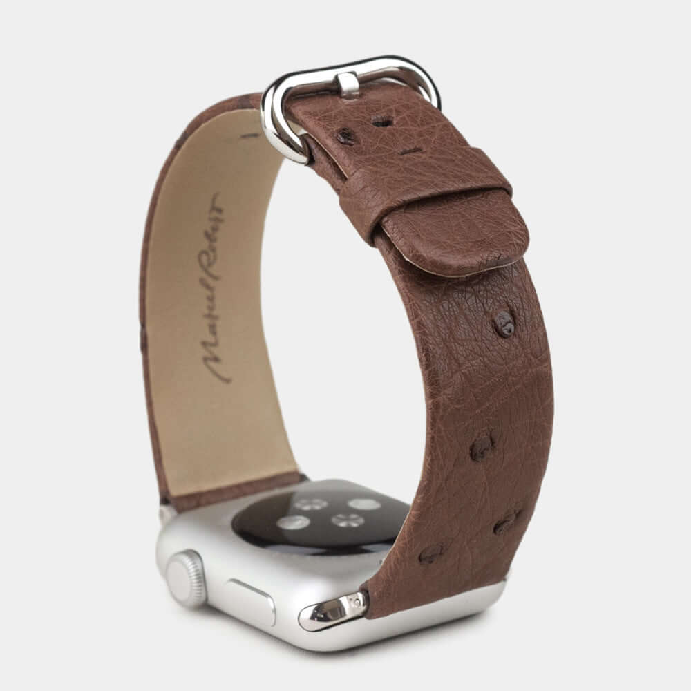 Ostrich Leather Strap Apple Watch 45/46mm Brown | Marcel Robert - 3