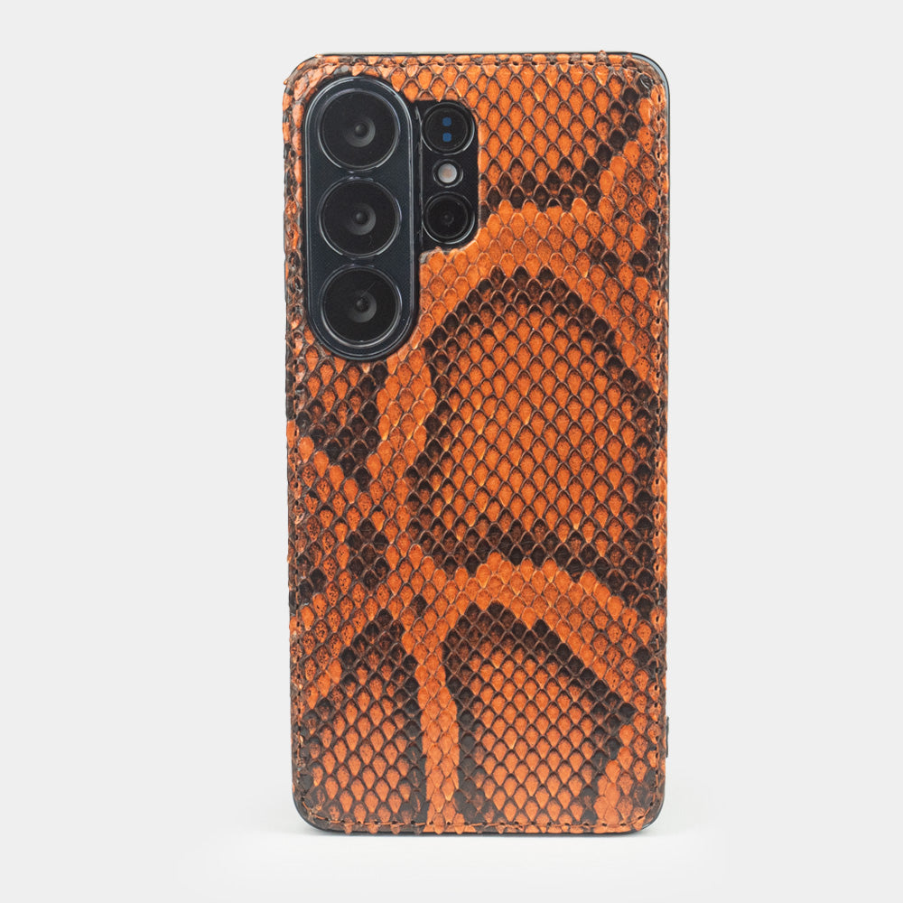 Gold Python Cover Case Samsung S26 Ultra – luxury handmade with genuine python leather