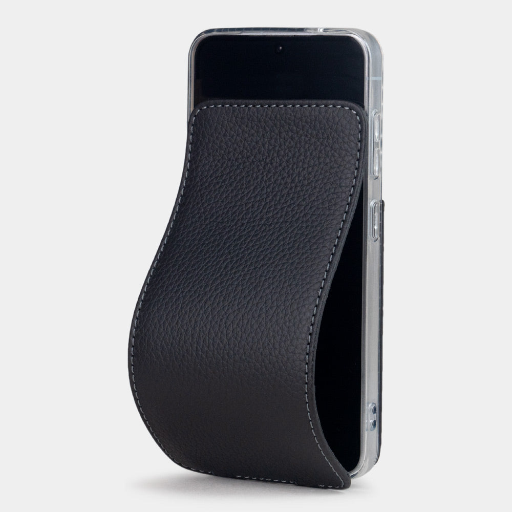 Samsung Galaxy S25 Case – Black Calfskin Leather Flip Cover