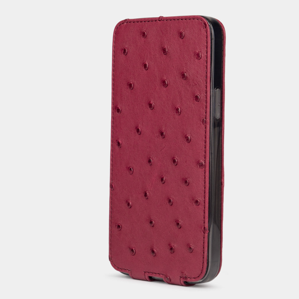iPhone 15 Pro Fuchsia Ostrich Designer Case – MagSafe Flip