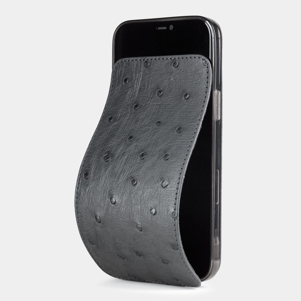 Ostrich Leather Case iPhone 12 Pro Max Grey | Marcel Robert - 0