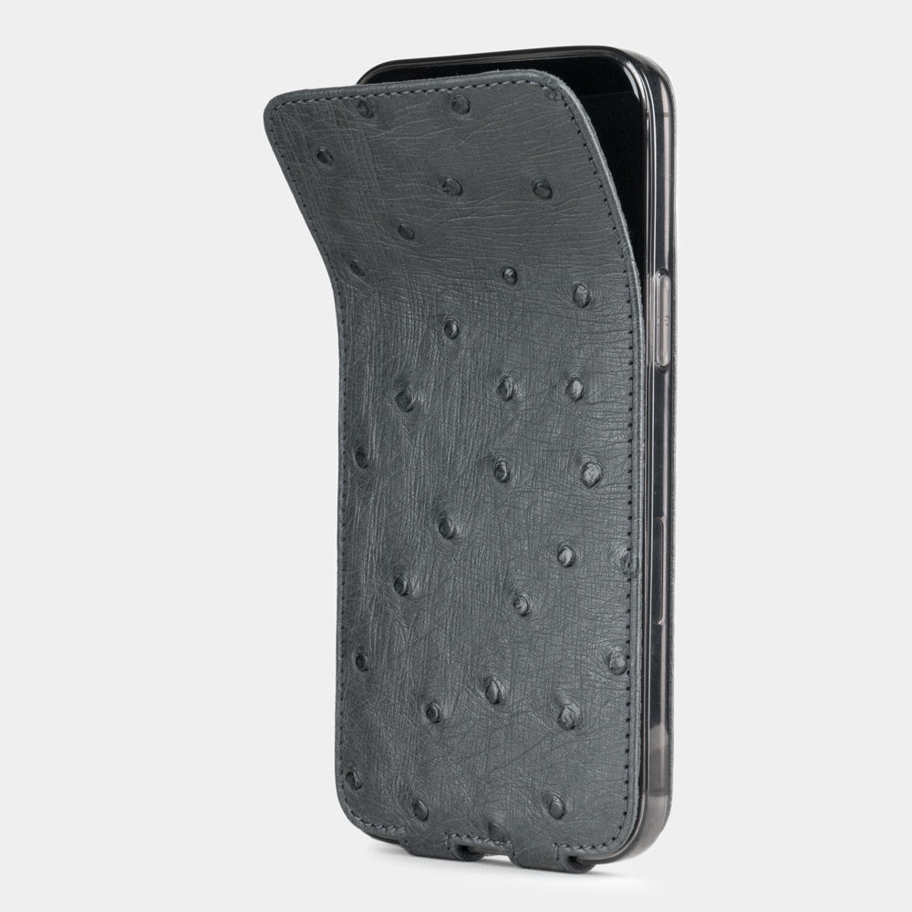 Ostrich Leather Case iPhone 12 Pro Max Grey | Marcel Robert - 1