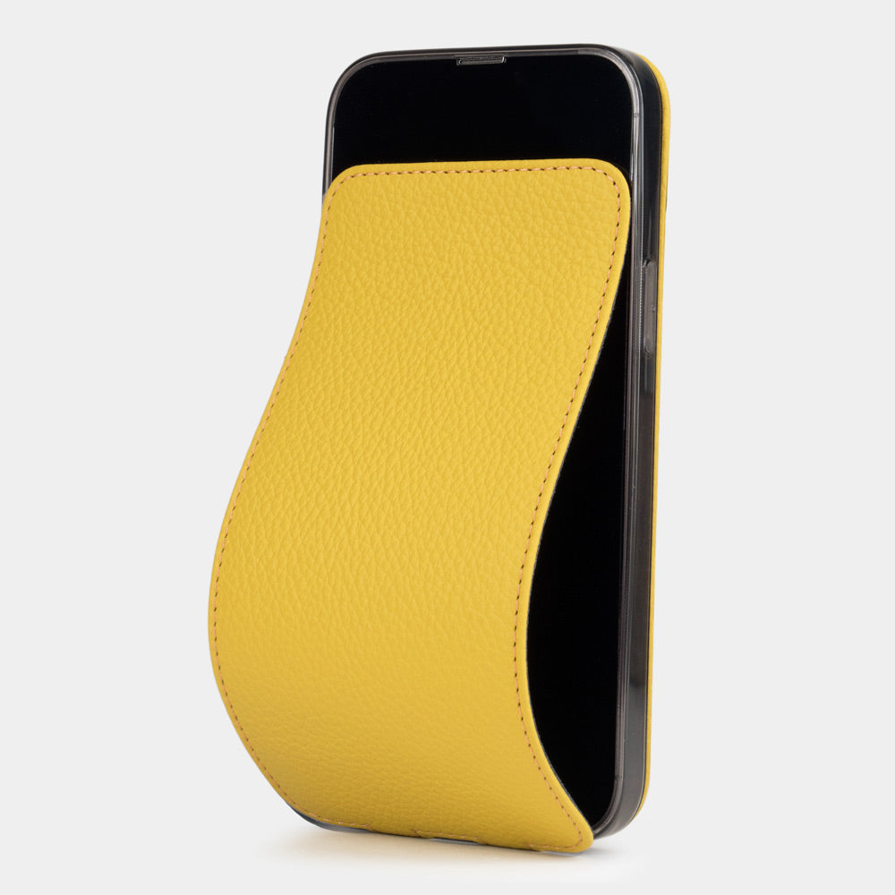 iPhone 14 Pro flip case made with yellow premium leather – Marcel Robert | main visual