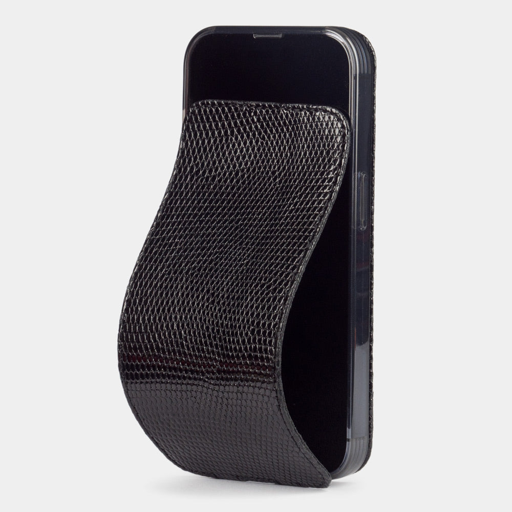 iPhone 14 Pro Max flip case in black lizard leather – Marcel Robert | main visual