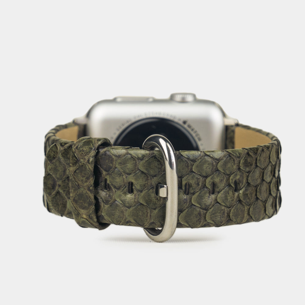 green python band apple watch with steel adapters and buckle main image