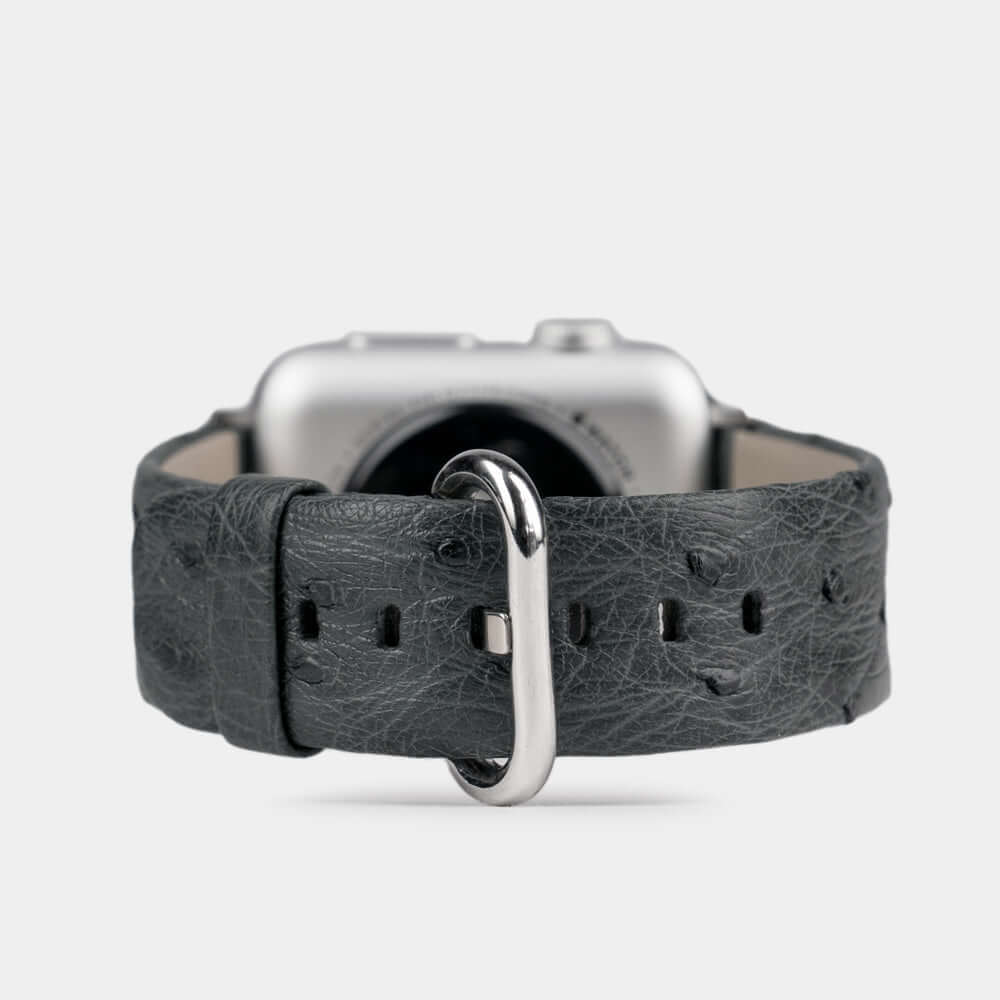 Ostrich Leather Strap Apple Watch 45/46mm Grey | Marcel Robert - 0