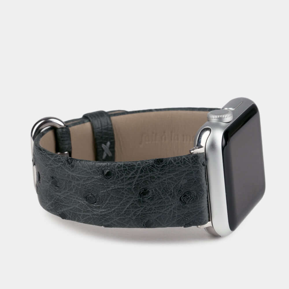 Ostrich Strap Apple Watch 45/46mm Grey | Marcel Robert - 1
