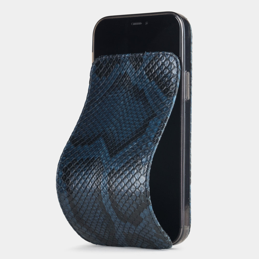 blue python leather iPhone 12 pro max case with slim magnetic flip cover – main visual