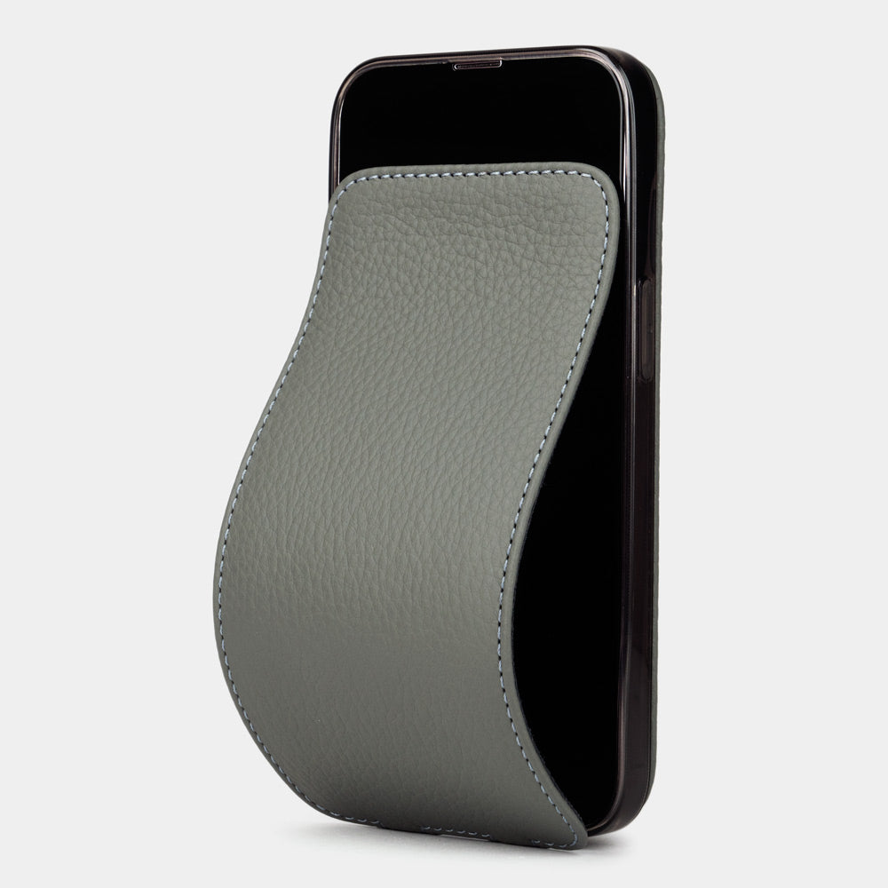 iPhone 15 Grey Calfskin Case – MagSafe Flip
