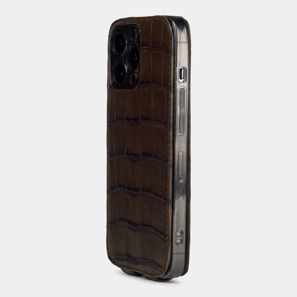 Alligator Flip Case iPhone 13 Pro Brown | Marcel Robert - 3