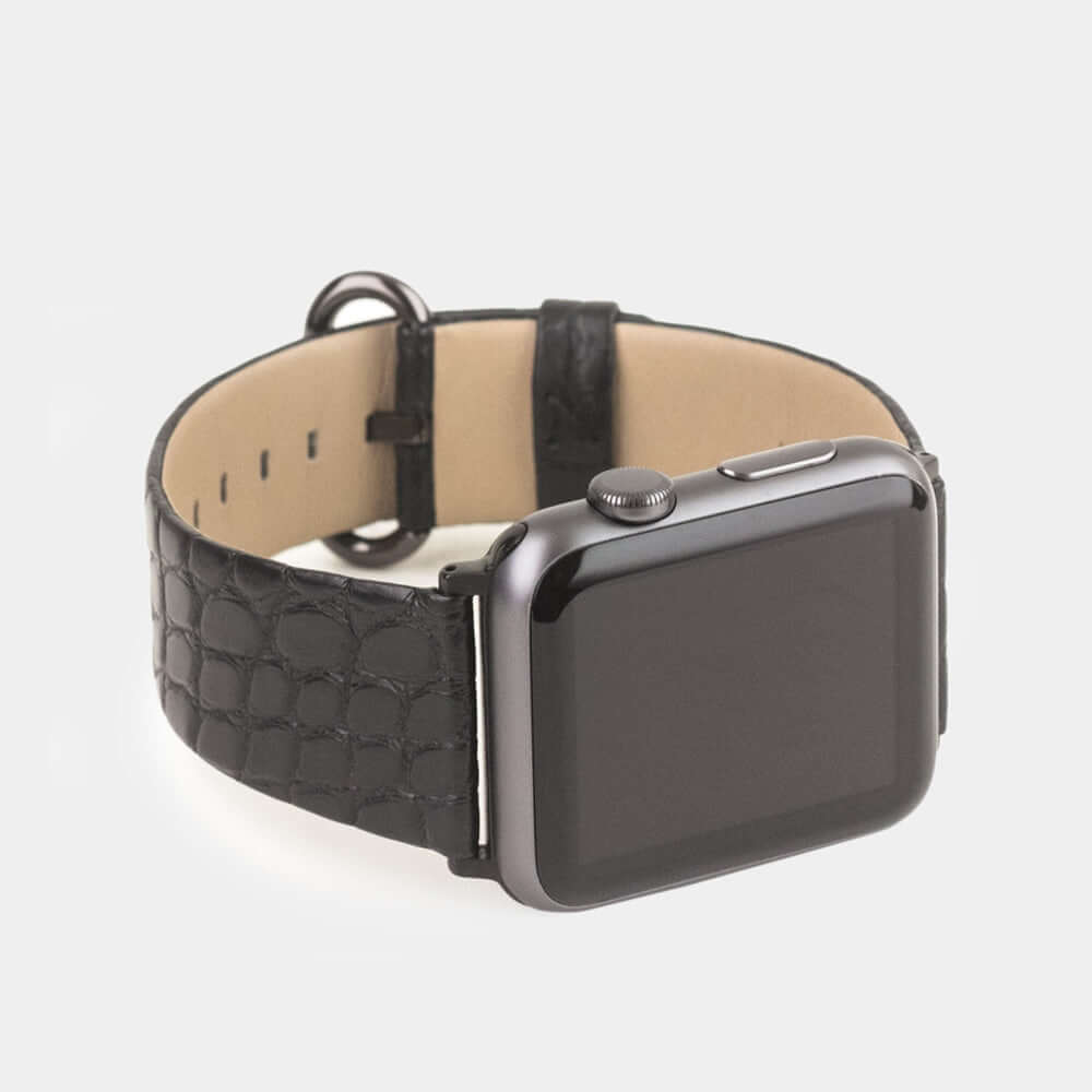 Alligator Matte Strap Apple Watch 45/46mm Black | Marcel Robert - 9