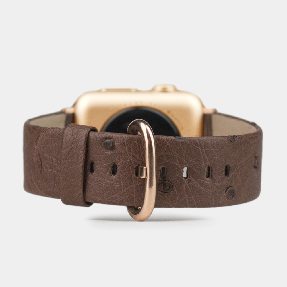 Ostrich Leather Strap Apple Watch 41/42mm Brown | Marcel Robert - 12