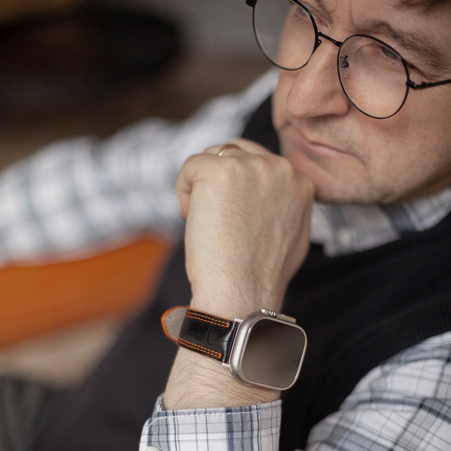 crocodile strap ultra 49mm black & orange