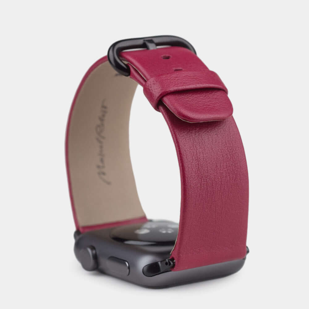 Calfskin Strap Apple Watch 45/46mm Fuchsia | Marcel Robert - 10