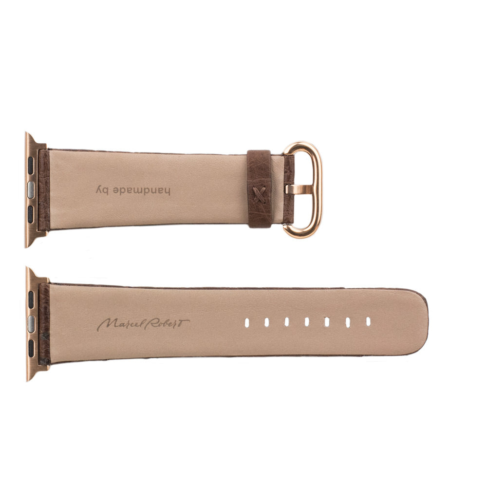 Ostrich Strap Apple Watch 45/46mm Brown | Marcel Robert - 0