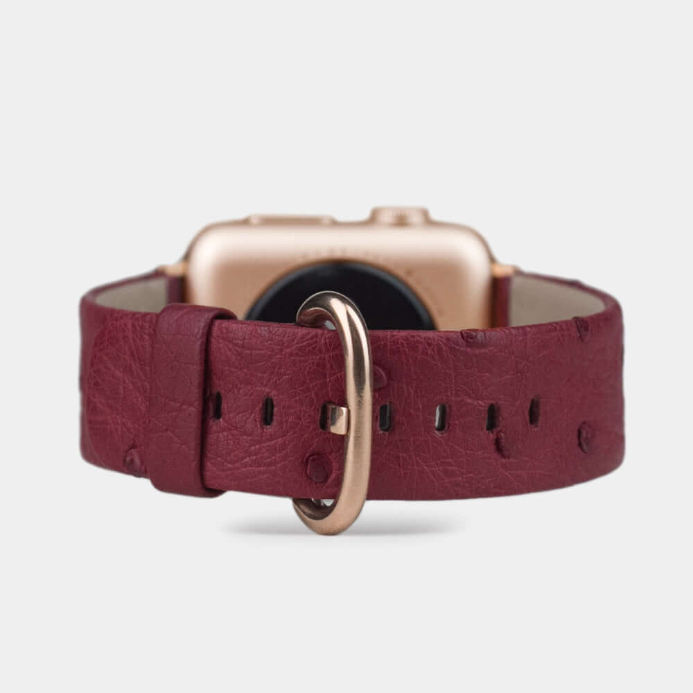 Ostrich Strap Apple Watch 45/46mm Fuchsia | Marcel Robert - 6