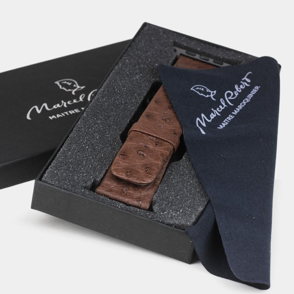Ostrich Leather Strap Apple Watch 41/42mm Brown | Marcel Robert - 4