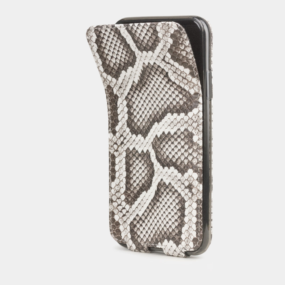 Natural python leather flip case iPhone 11 Pro Max, Marcel Robert handmade magnetic folding cover