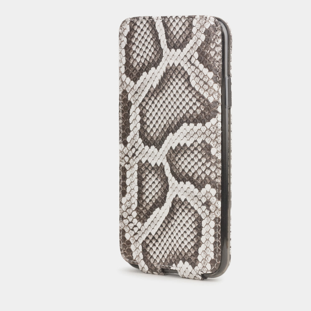 Natural python leather flip case iPhone 11 Pro Max, Marcel Robert handmade magnetic folding cover