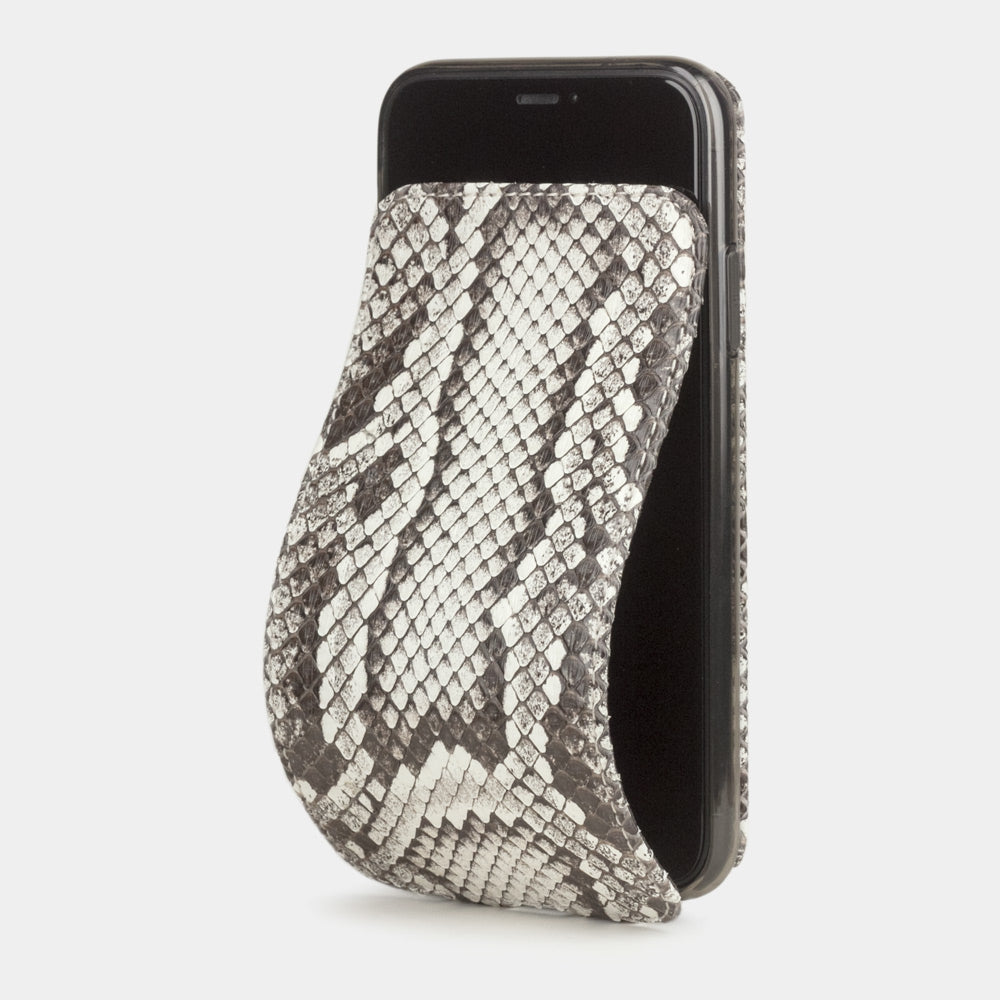 Natural python leather flip case iPhone 11, Marcel Robert handmade magnetic folding cover