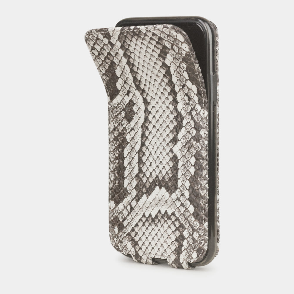 Natural python leather flip case iPhone 11, Marcel Robert handmade magnetic folding cover