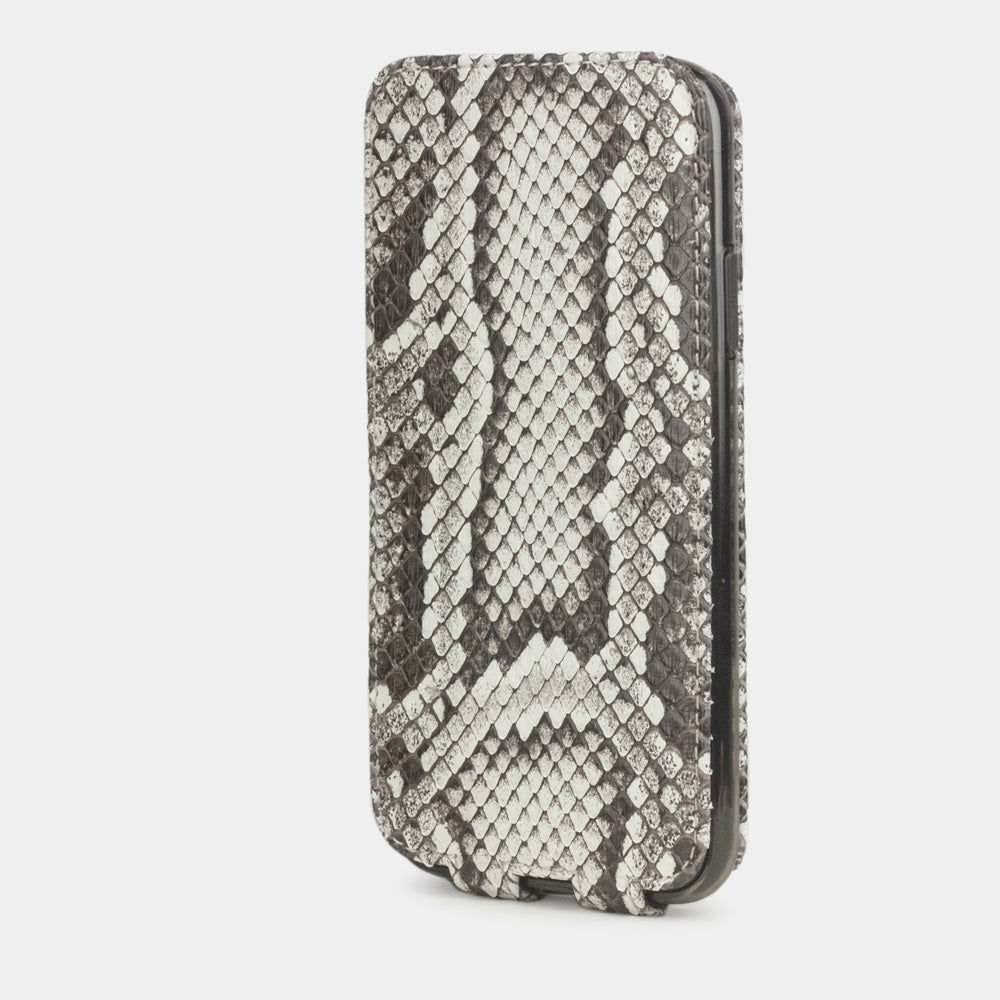 Natural python leather flip case iPhone 11, Marcel Robert handmade magnetic folding cover