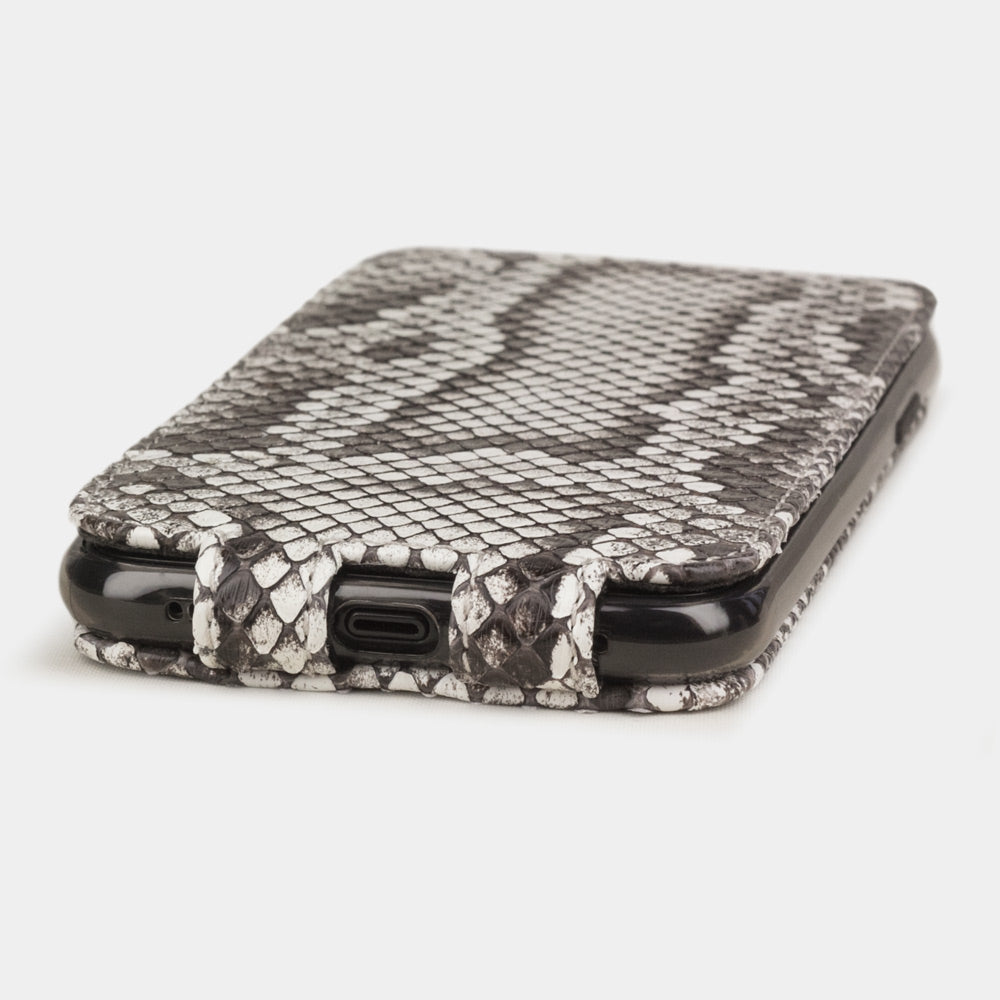 Natural python leather flip case iPhone 11, Marcel Robert handmade magnetic folding cover