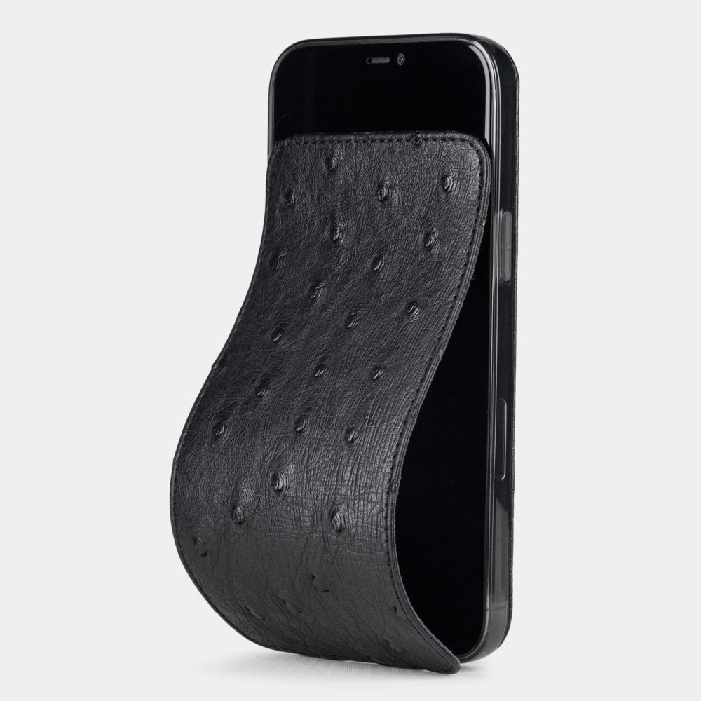 Ostrich Leather Case iPhone 12 Pro Max Black | Marcel Robert - 0