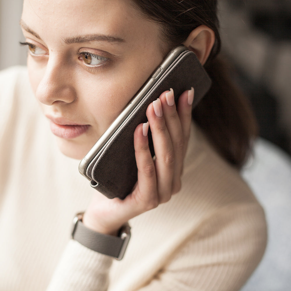 Grey Stone Leather iPhone SE Case