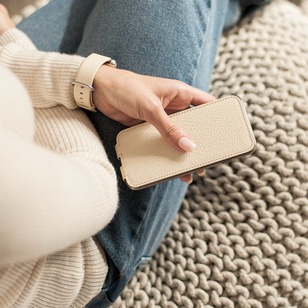 Cream Leather iPhone SE Case