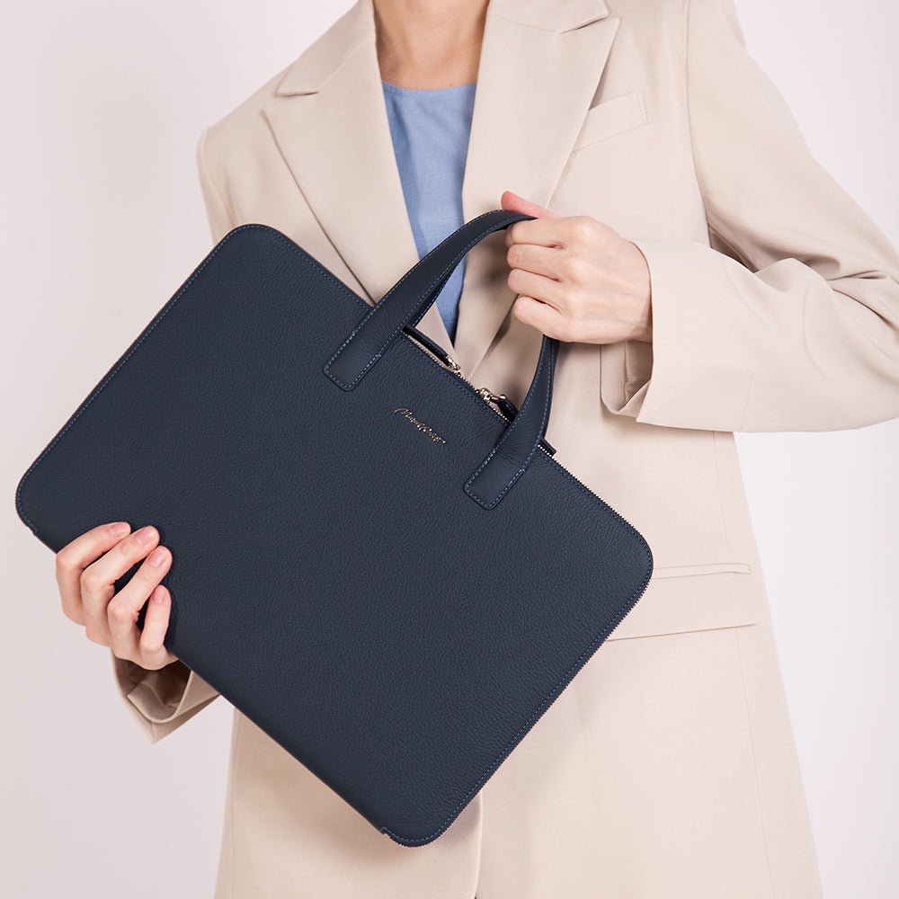 Perfect Blue Leather Bag for Notebook 17'' | Marcel Robert - 4