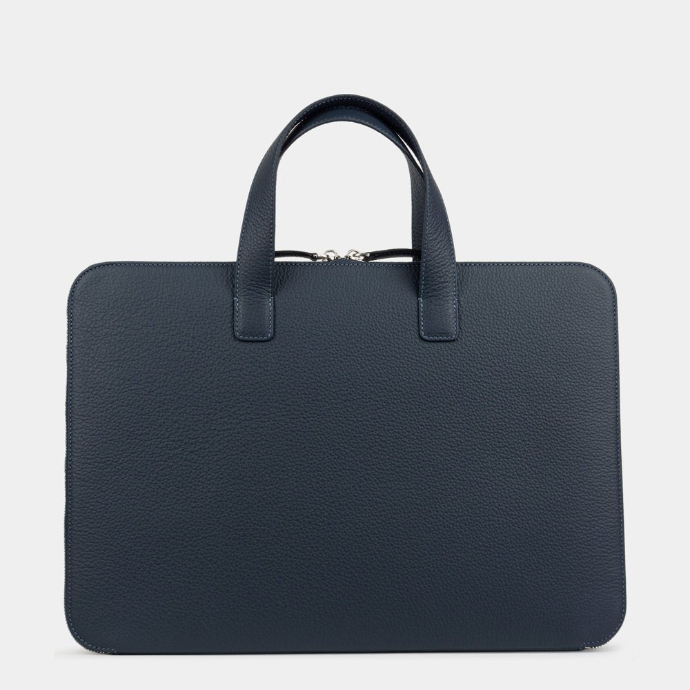 Leather Notebook Bag 17'' with Pockets Blue | Marcel Robert - 1