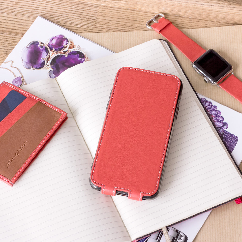 Red Coral Leather iPhone X Case