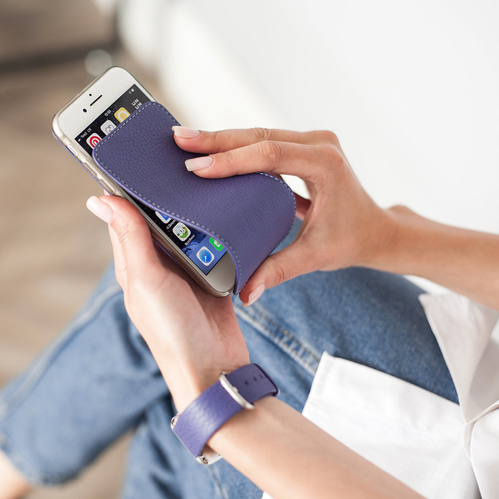 Purple Leather iPhone SE Case