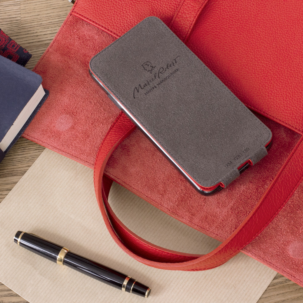 iPhone XS Max Red Leather Case – Slim Magnetic Flip