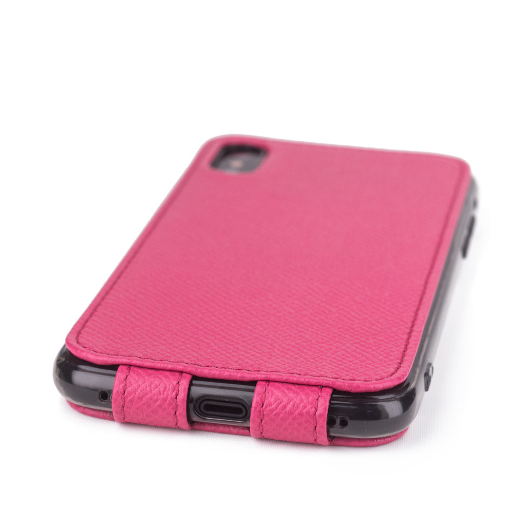 iPhone X Pink Fluo Leather Flip Case – Magnetic Cover