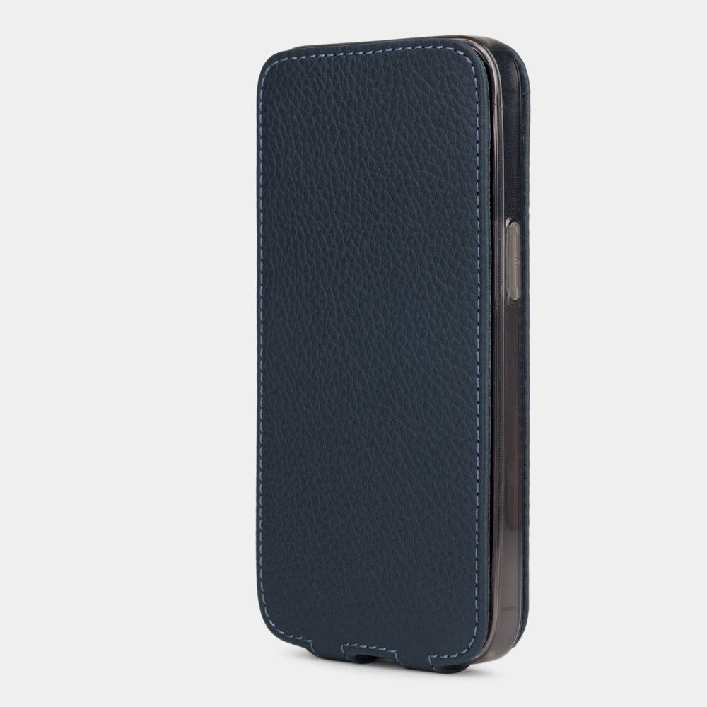 iPhone 15 Blue Calfskin Flip Case – MagSafe
