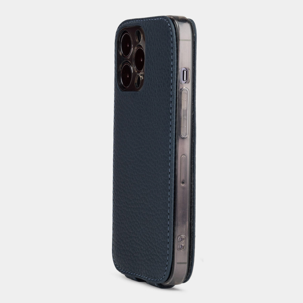 iPhone 15 Blue Calfskin Flip Case – MagSafe
